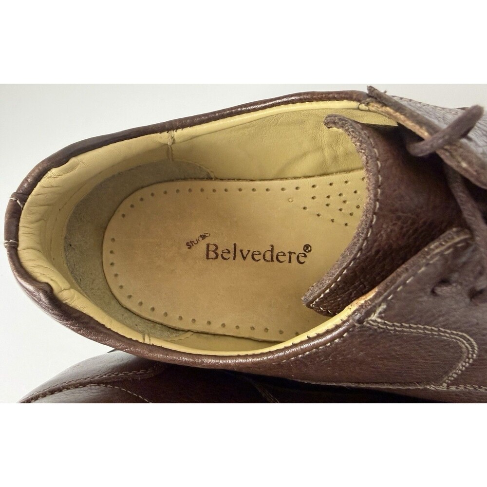 Studio Belvedere Bay Bridge Pebbled Leather Oxford Dress Shoes, Brown, 10.5 EEE - Picture 15 of 16